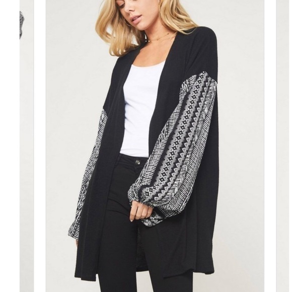 Bubble long sleeve brushed knit Cardigan - Picture 4 of 8